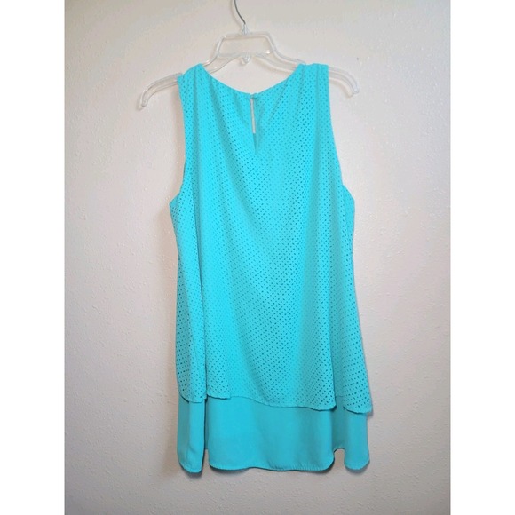 Alfani Sleeveless Layered Top with Textured‎ Pattern Aqua Size 12 - Picture 4 of 9